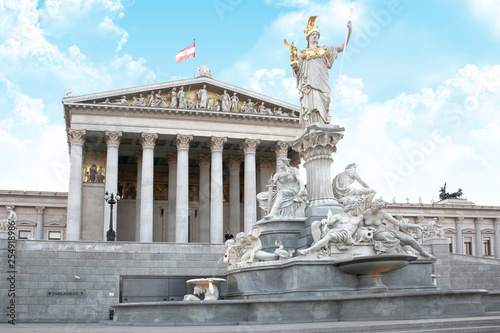 Fountain of Athena Pallas next to the Austrian parliaments