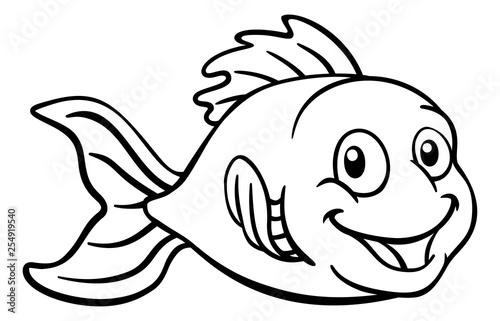 A friendly cartoon goldfish or gold fish character