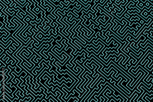 The maze is like an abstract three-dimensional pattern of psychedelic colors. 3D visualization, illustrations. I