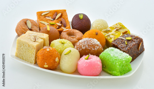 Mix Sweets in Dish, A large variety of Pakistani Mithai
