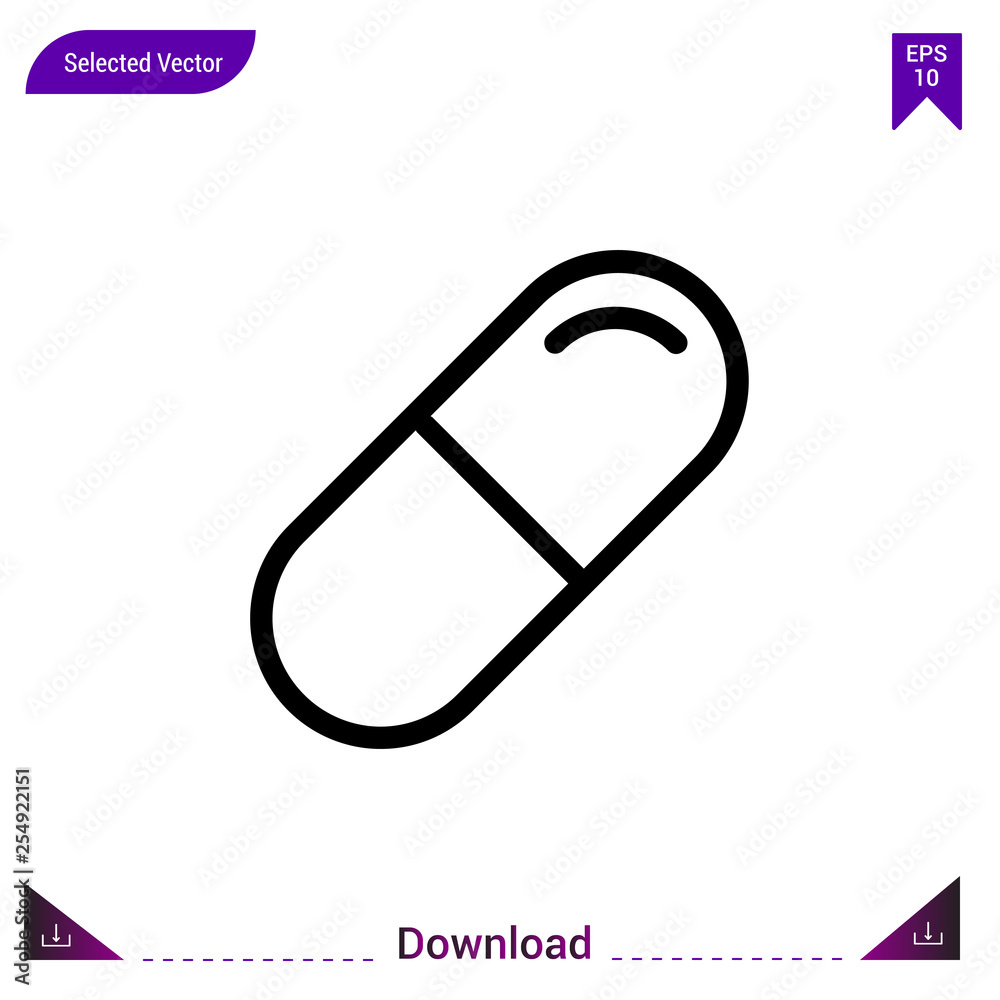 pill vector icon. Best modern, simple, isolated, flat icon for website design or mobile applications, UI / UX design vector format pill vector icon. Best modern, simple, isolated, flat icon for website design or mobile applications, UI / UX design vector format