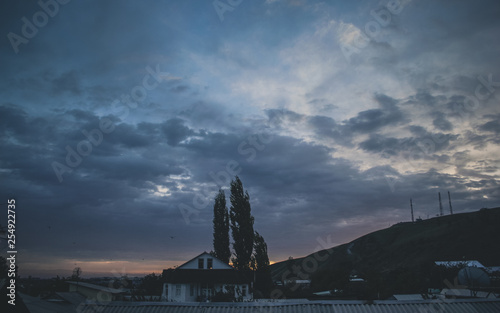 sunset over the city