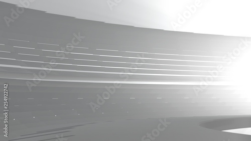 Fototapeta Naklejka Na Ścianę i Meble -  Abstract modern futuristic Architecture in shape of round tube tunnel With volume light. 3d Render Illustration background