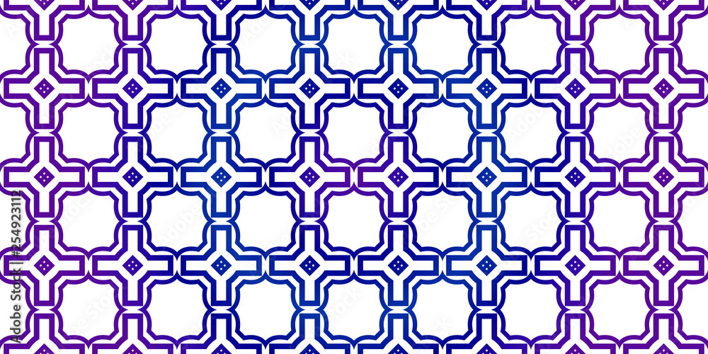 Vector Seamless Pattern With Abstract Traditional Geometric Style. Repeating Sample Figure And Line. Paper For Scrapbook. Blue purple gradient Vector Seamless Pattern With Abstract Traditional Geometric Style. Repeating Sample Figure And Line. Paper For Scrapbook. Blue purple gradient