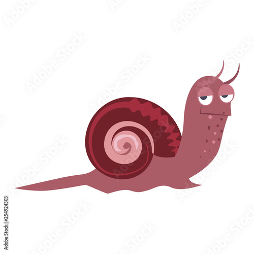 Bizarre purple snail flat icon. Book character, underwater world, slug. Mollusk concept. Vector illustration can be used for topics like zoology, nature, sea life