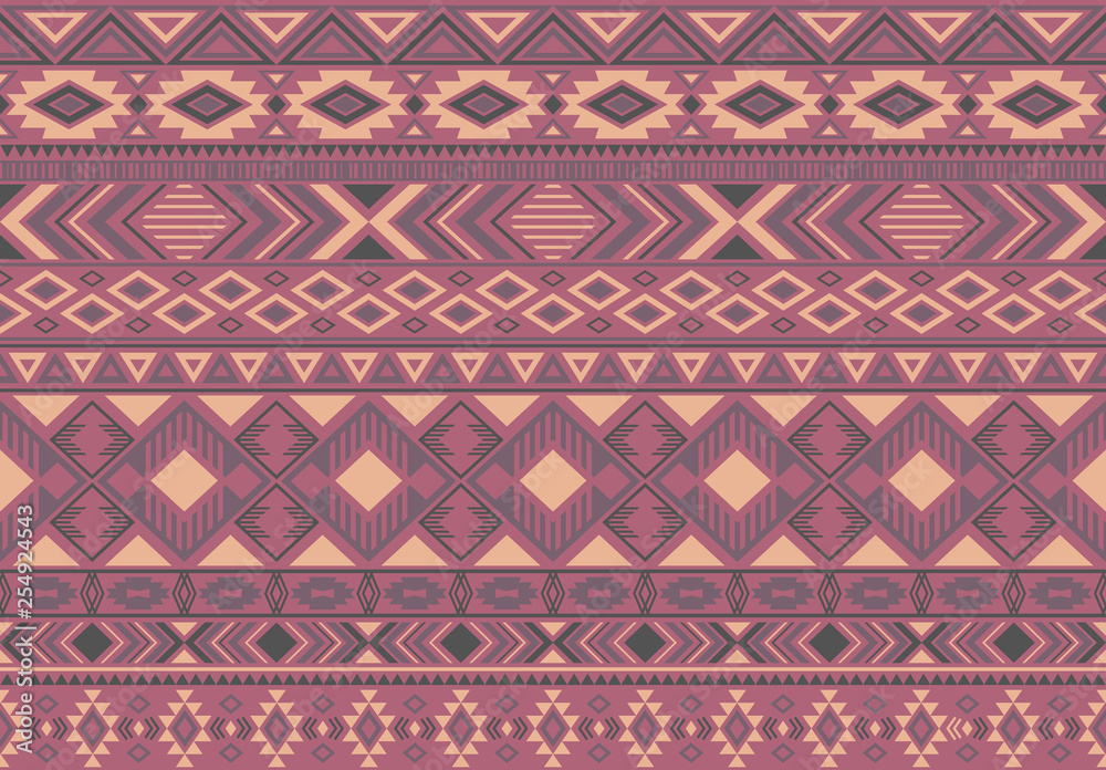 Indonesian pattern tribal ethnic motifs geometric seamless vector background. Rich indonesian tribal motifs clothing fabric textile print traditional design with triangle and rhombus shapes.