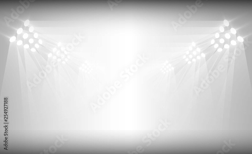 Stage red carpet on white background. Vector illumination