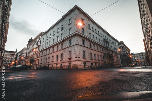 Photography view of a street in Vienna Austria . Selective focus