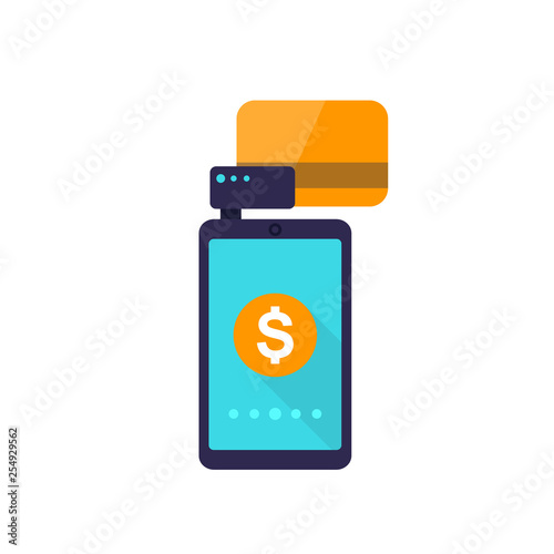 mobile terminal, payments with card and phone vector illustration