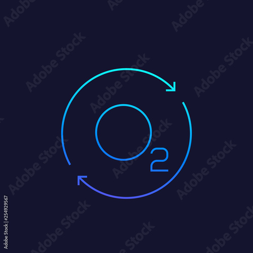 oxygen icon with arrows, linear