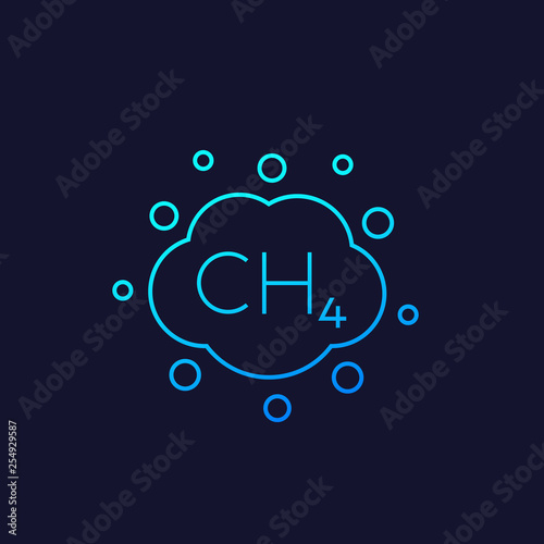 methane emissions, pollution linear icon