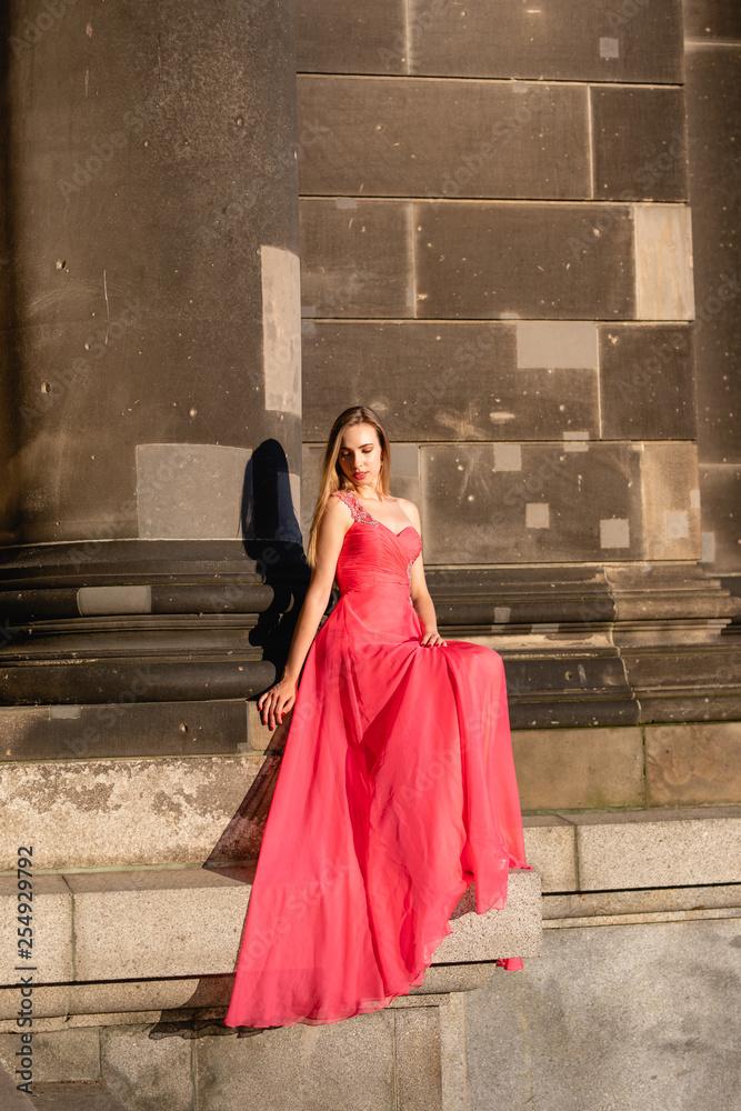 young woman in red dress young woman in red dress
