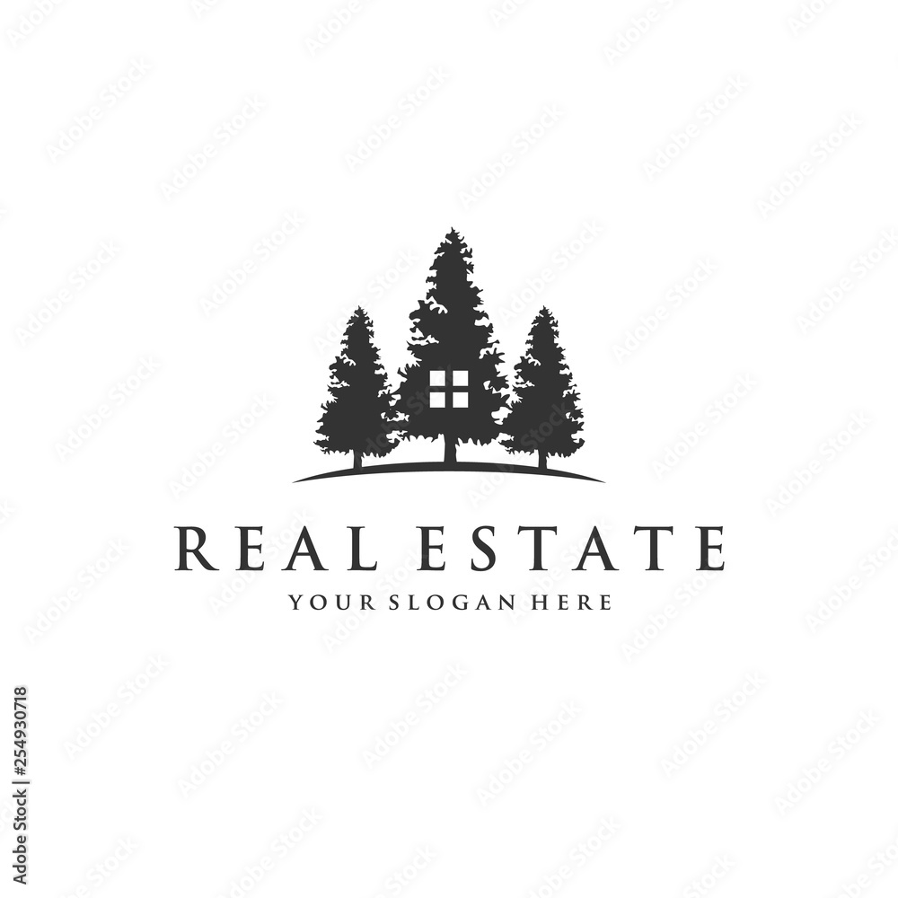 pine trees with the window logo designs pine trees with the window logo designs