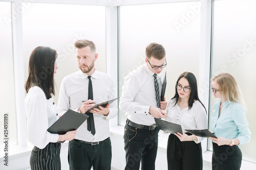 business team discussing the work plan before the meeting