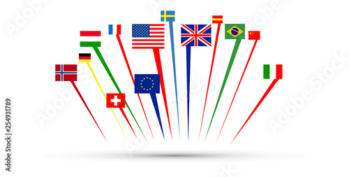 mondo, bandiere, europa, lingue	