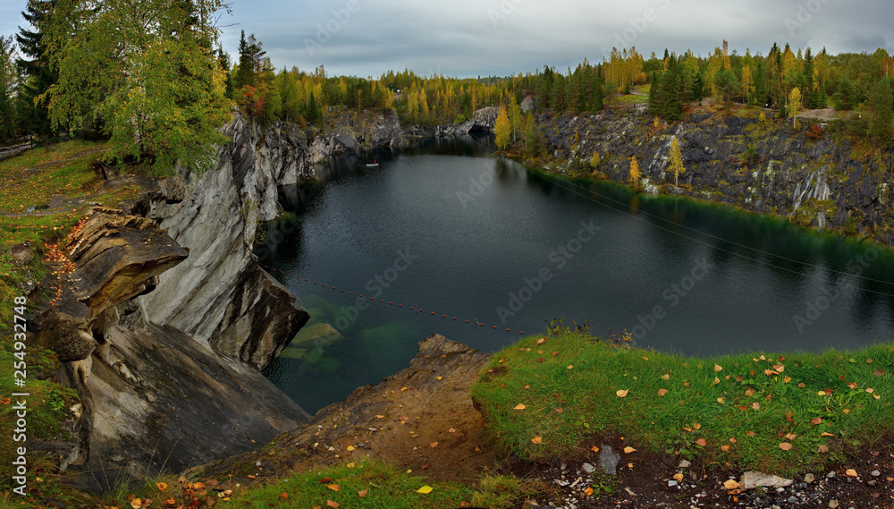 Russia. Karelia. Ruskeala mountain Park is a former marble quarry filled with groundwater.