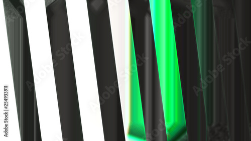 wide diagonal stripes abstract background, 3d graphics, gray white and green