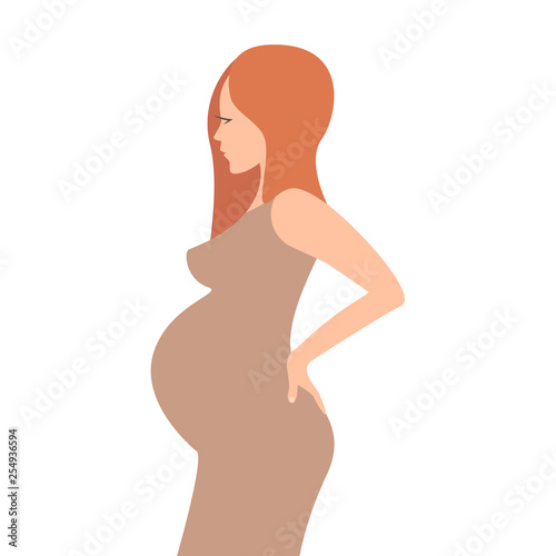 A pregnant woman of European appearance. Pregnant girl, future mom. Vector illustration.