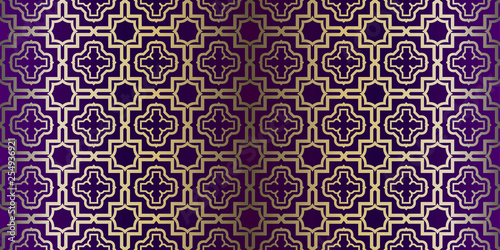 Vector Paper For Scrapbook. Luxury Texture For Wallpaper, Invitation. Seamless Geometric Ornament. Purple gold color