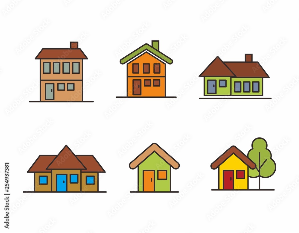 Set of house vector illustration isolated on white, house icon 