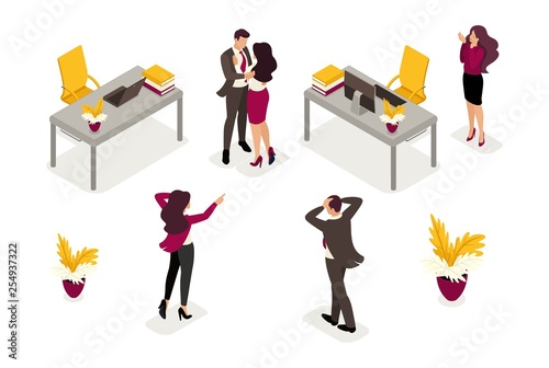 Isometric Business Concept, Love Affair at Work