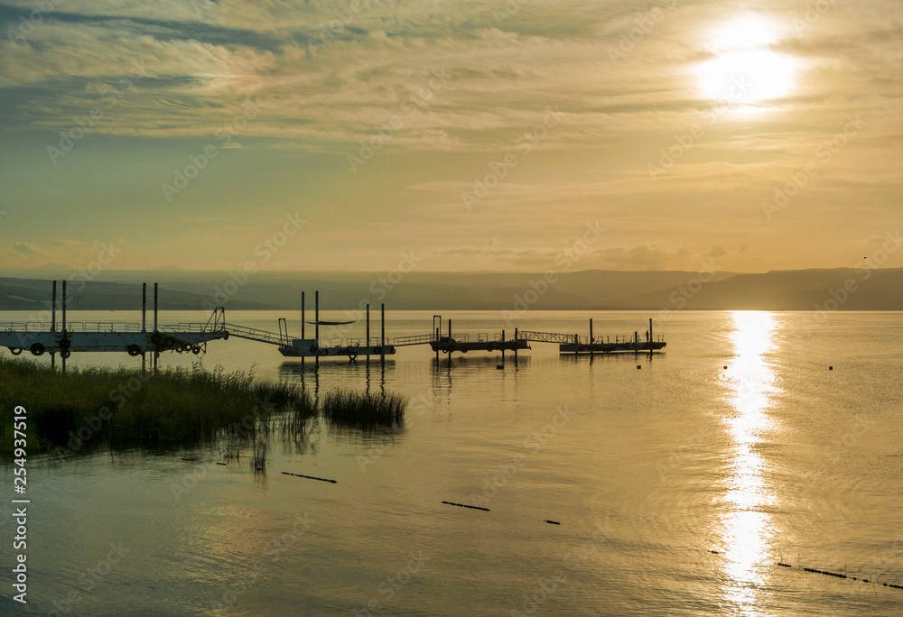 sunset over lake tiberias