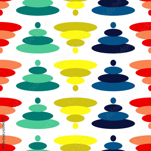 Bright seamless pattern with alternate colorful geometric shapes.