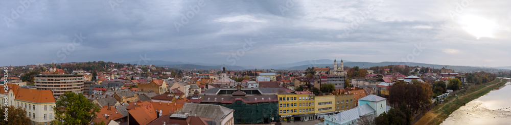 Panorama view of the old roof city Uzhgorod, Transcarpathia, Ukraine Europe