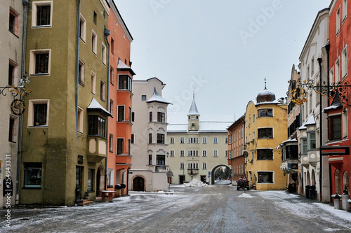 Rattenberg, Austria - january 2018: Snowy day. View of the picturesque town of Rattenberg in Austrian state of Tyrol near Innsbruck. It is the smallest town in the country. © Сергій Вовк