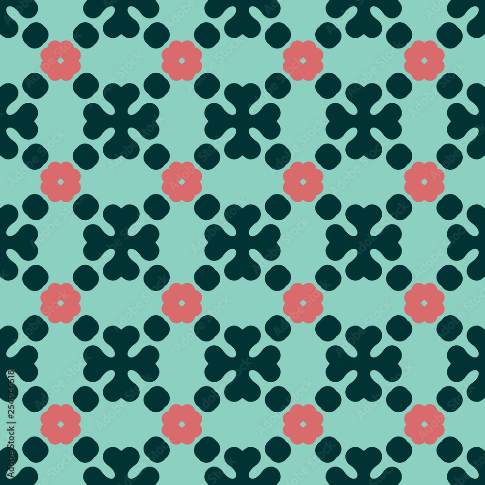 Fototapeta premium Bright seamless pattern with alternating geometric elements.