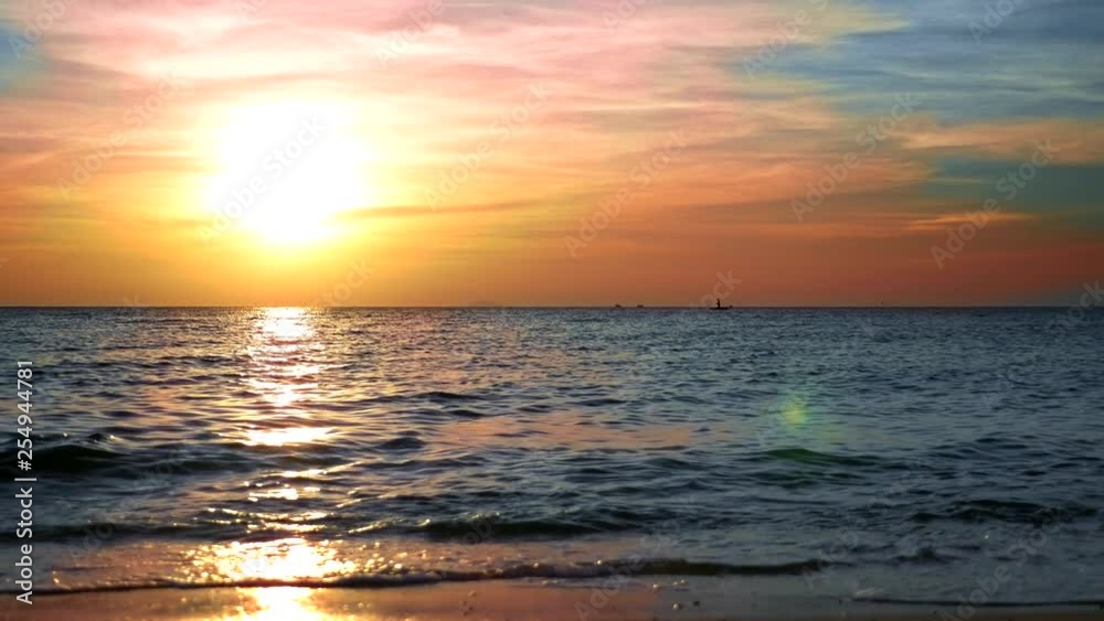 beautiful sunset on the sea with boat silhouettes on the horizon beautiful sunset on the sea with boat silhouettes on the horizon