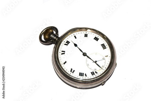 Vintage Antique Clock Watch Timepiece On White background