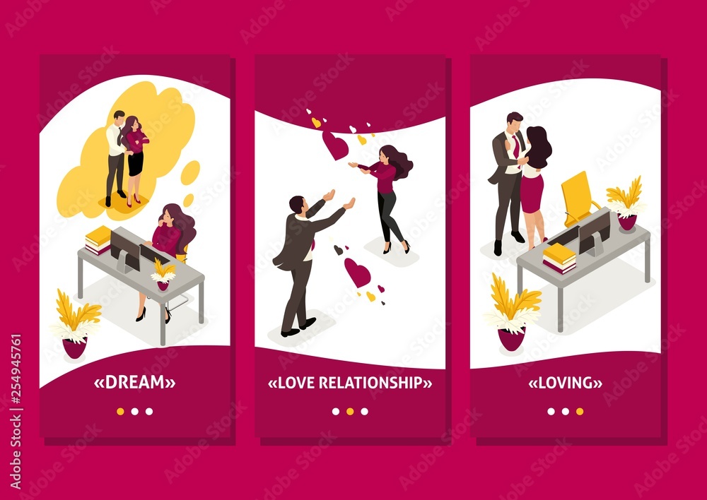 Obraz premium Isometric Business Concept Love Affair at Work