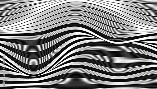Abstract black and white wave fabric texture.