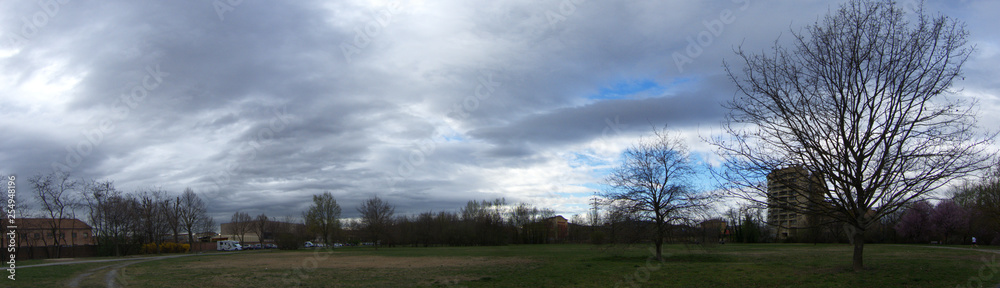 Panorama view of the pubblic park of Villa Angeletti in Bologna, Italy Panorama view of the pubblic park of Villa Angeletti in Bologna, Italy