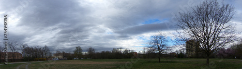 Panorama view of the pubblic park of Villa Angeletti in Bologna, Italy