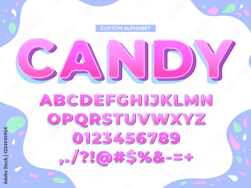 Trendy, cheerful alphabet font set Trendy, cheerful alphabet font set