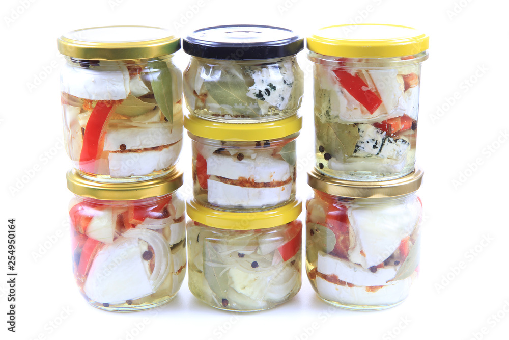 czech pickled cheese in oil isolated czech pickled cheese in oil isolated