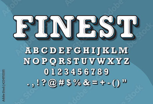 Alphabet font with custom 3D vintage style