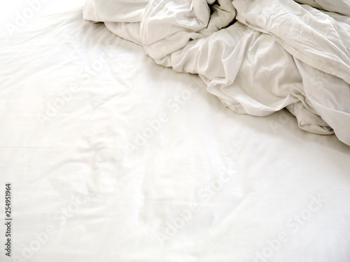 White sheets and blankets after use.