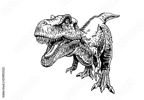 Graphical tyrannosaurus isolated on white background,vector illustration,tattoo