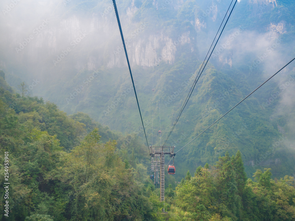 Beautiful view from cable car to tianmen mountain.Tianmen mountain cable car the longest cableway in the world.zhangjiajie city china Beautiful view from cable car to tianmen mountain.Tianmen mountain cable car the longest cableway in the world.zhangjiajie city china