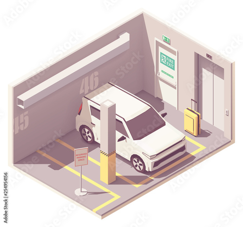 Vector isometric underground car parking garage