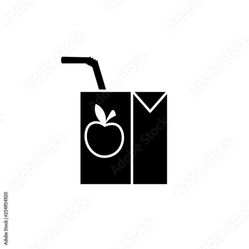 Apple juice carton box silhouette icon. Clipart image isolated on white background