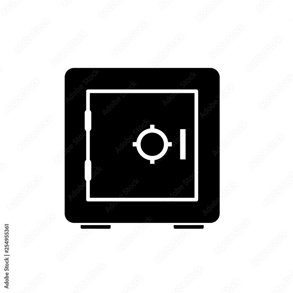 Bank vault locker silhouette icon. Clipart image isolated on white background Bank vault locker silhouette icon. Clipart image isolated on white background