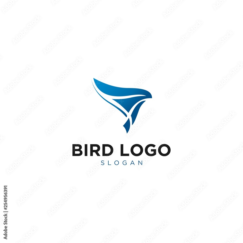 Modern Blue Bird Vector Logo Template Modern Blue Bird Vector Logo Template
