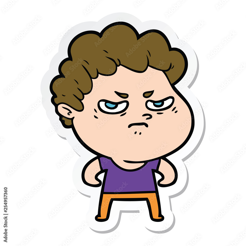 sticker of a cartoon angry man