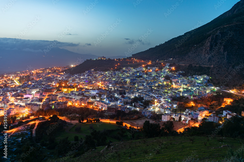 Chefchaouen Morocco Skyline at Night
