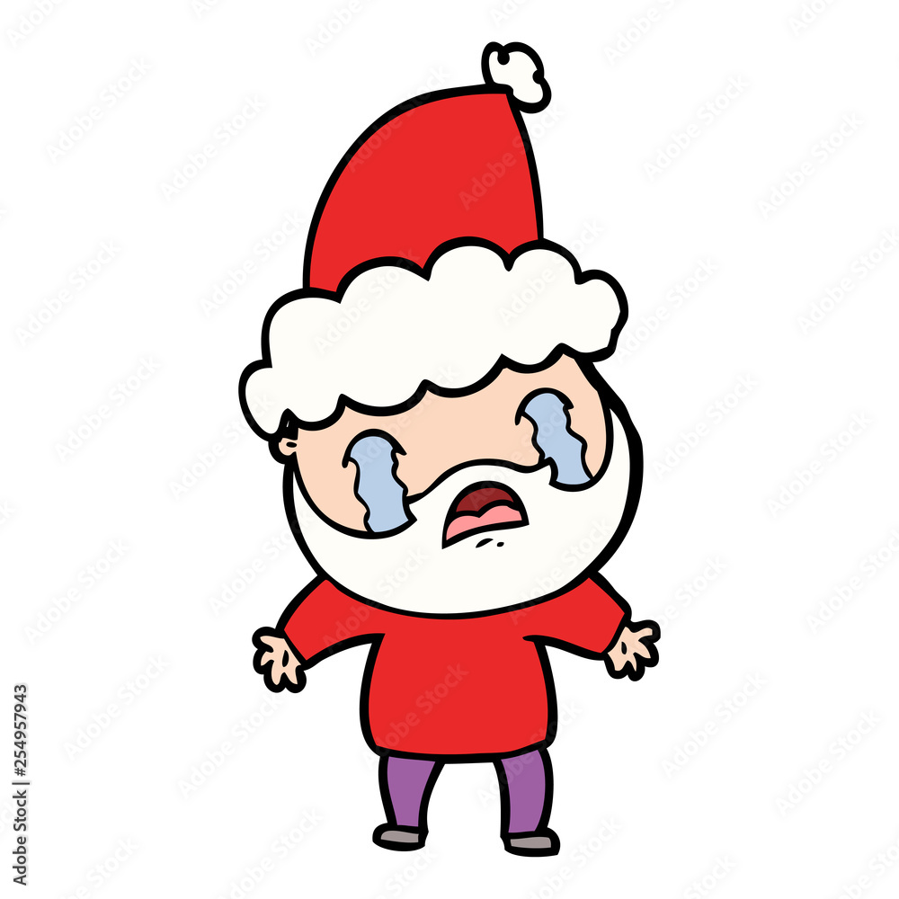 line drawing of a bearded man crying wearing santa hat line drawing of a bearded man crying wearing santa hat