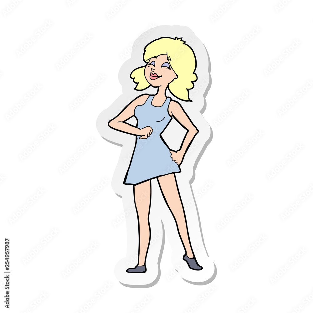 sticker of a cartoon proud woman sticker of a cartoon proud woman